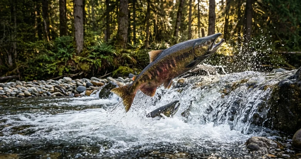 saumon rivière natale navigation montrant l’orientation magnétique dans l’océan puis le guidage olfactif vers la rivière d’origine
