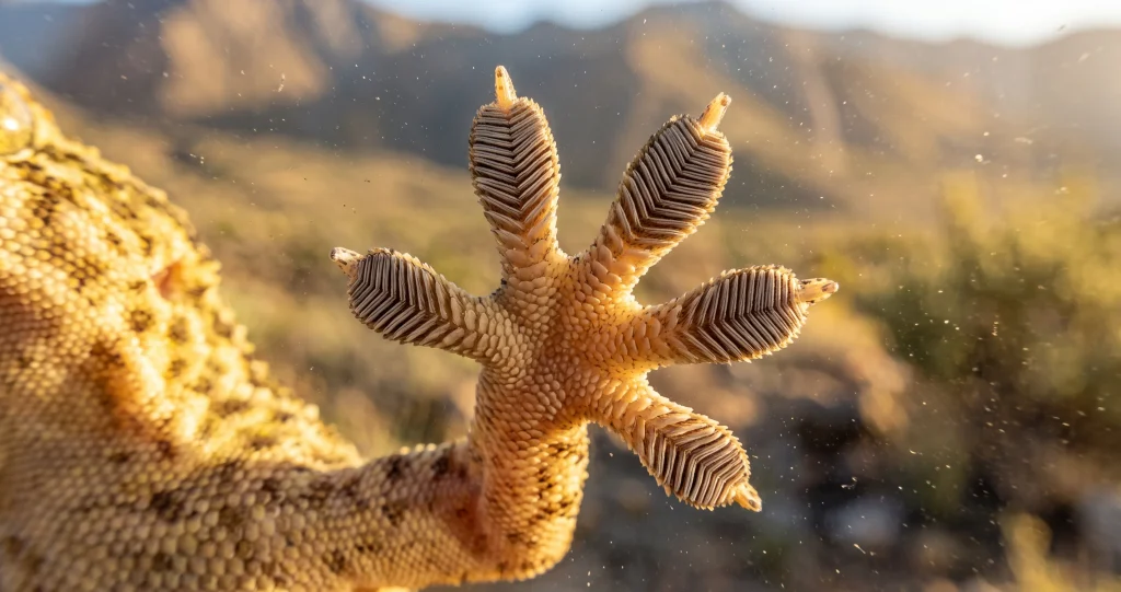 gecko pattes adhérence structure lamelles setae spatules forces de van der Waals