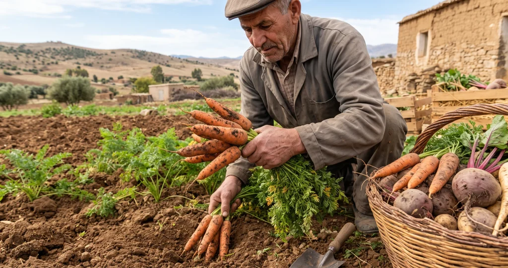  légumes racines automne avec carottes, betteraves, panais et navets fraîchement récoltés
