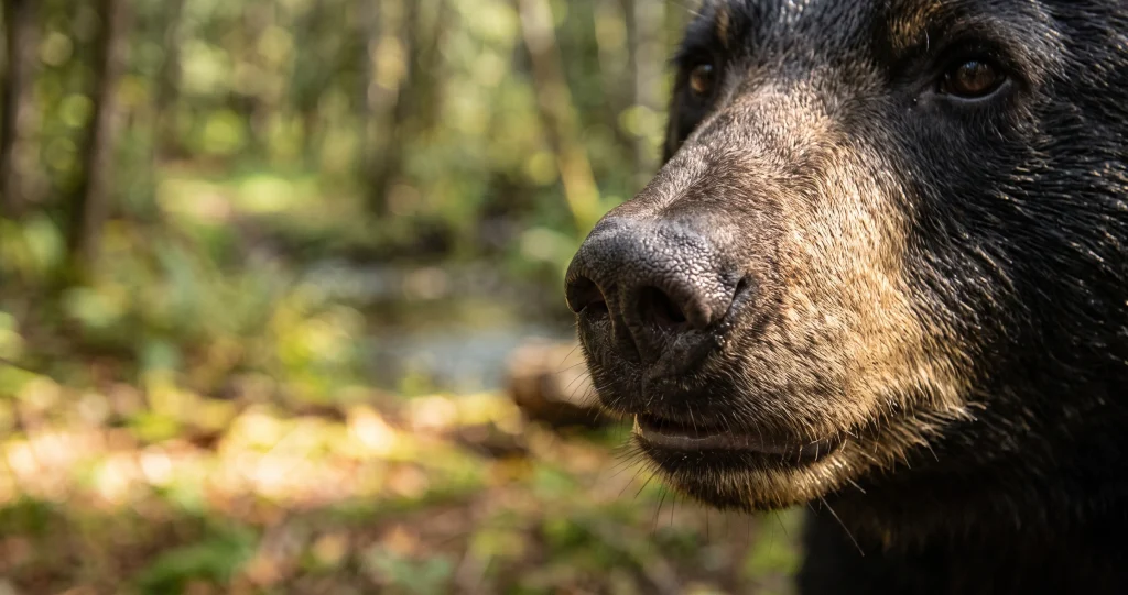 odorat ours noir américain recherchant une source alimentaire dans une forêt d’Amérique du Nord