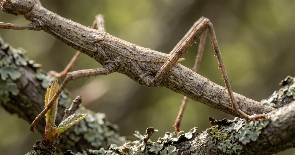 camouflage phasme ressemblant à une brindille sur une plante