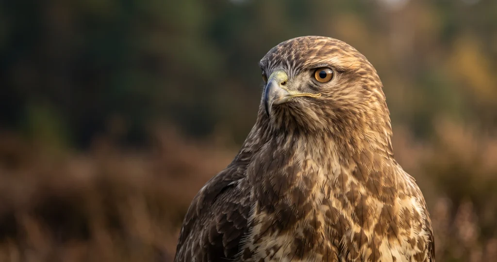 buse variable vision ultraviolette survolant une prairie fréquentée par des campagnols