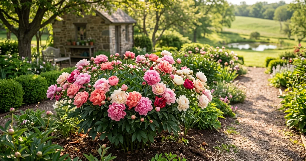 planter pivoines automne à la bonne profondeur avec bourgeons placés juste sous la surface du sol