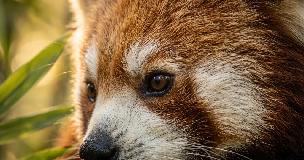 panda roux espèce menacée dans son habitat forestier montagneux riche en bambous