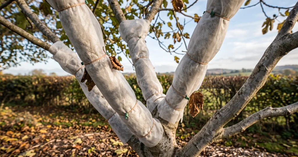protéger figuier hiver récolte avec petits fruits embryonnaires conservés sur les rameaux