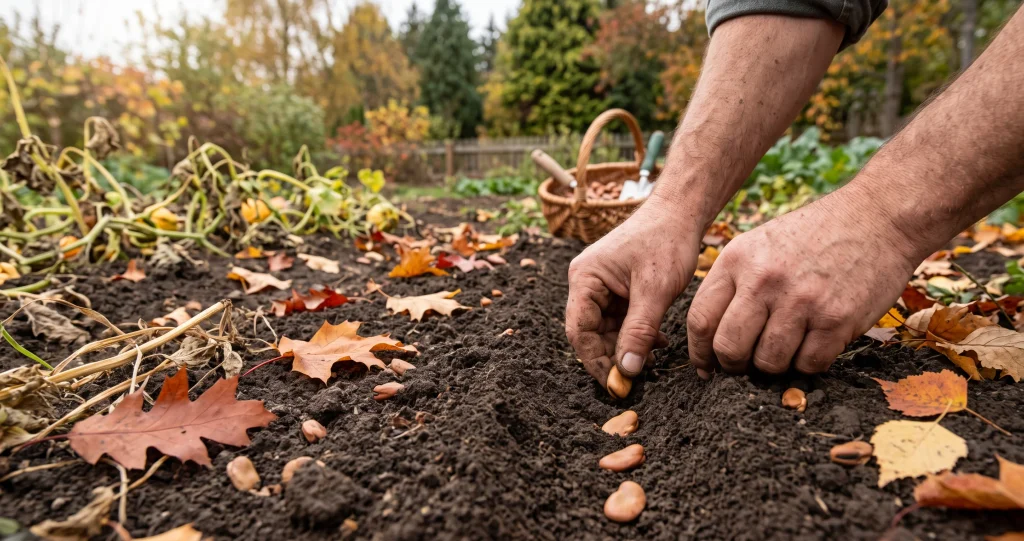 semer fèves hiver automne dans un sol bien drainé