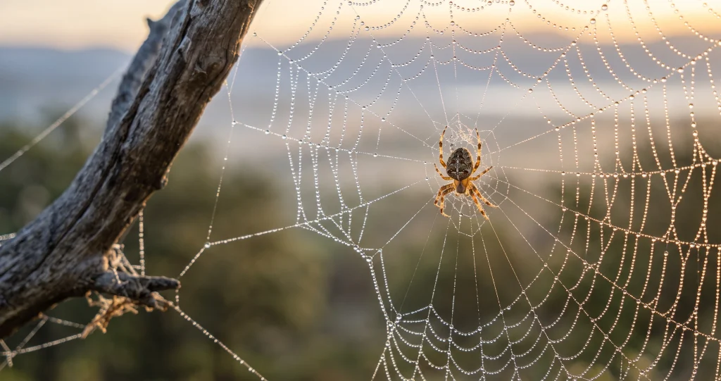 comment araignée tisse toile montrant les étapes du fil-pont, du cadre, des rayons et de la spirale collante