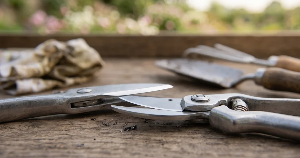 entretenir outils de jardin hiver nettoyage affûtage lubrification et rangement