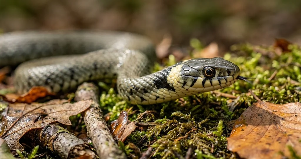 thanatose couleuvre à collier retournée sur le dos simulant la mort