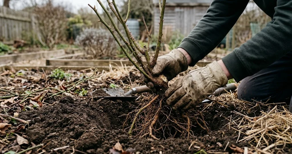 planter rosier racines nues avec préparation des racines avant plantation