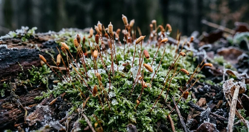  mousses plantes sans racines avec rhizoïdes feuilles et capsules produisant des spores
