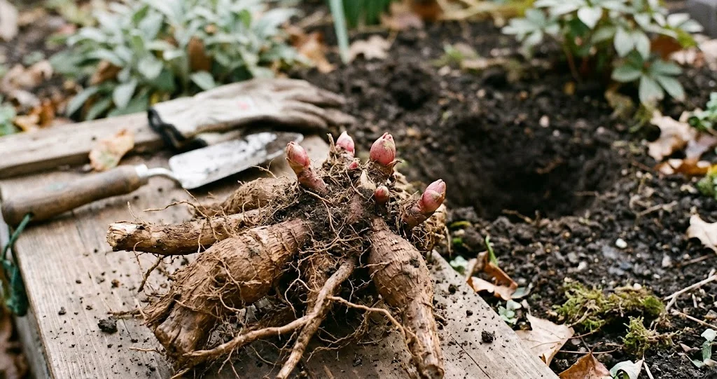 planter pivoine herbacée profondeur avec yeux proches de la surface dans un sol riche et drainé