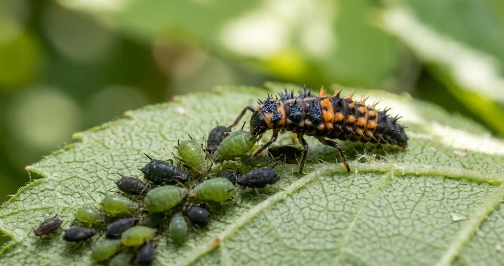 fourmis pucerons miellat jardin avec feuille collante et fumagine