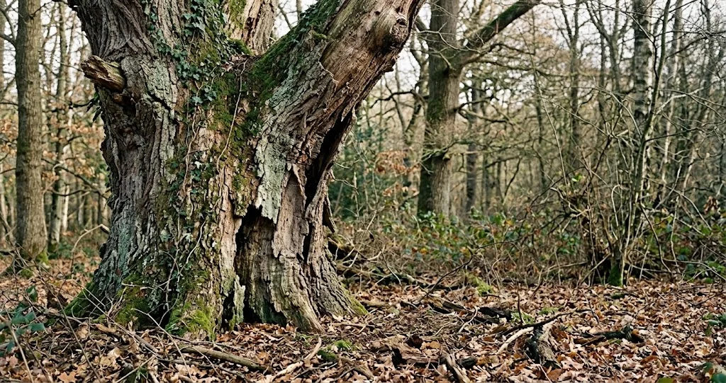  barbastelle d’Europe chauve-souris vieux arbres sous une écorce décollée