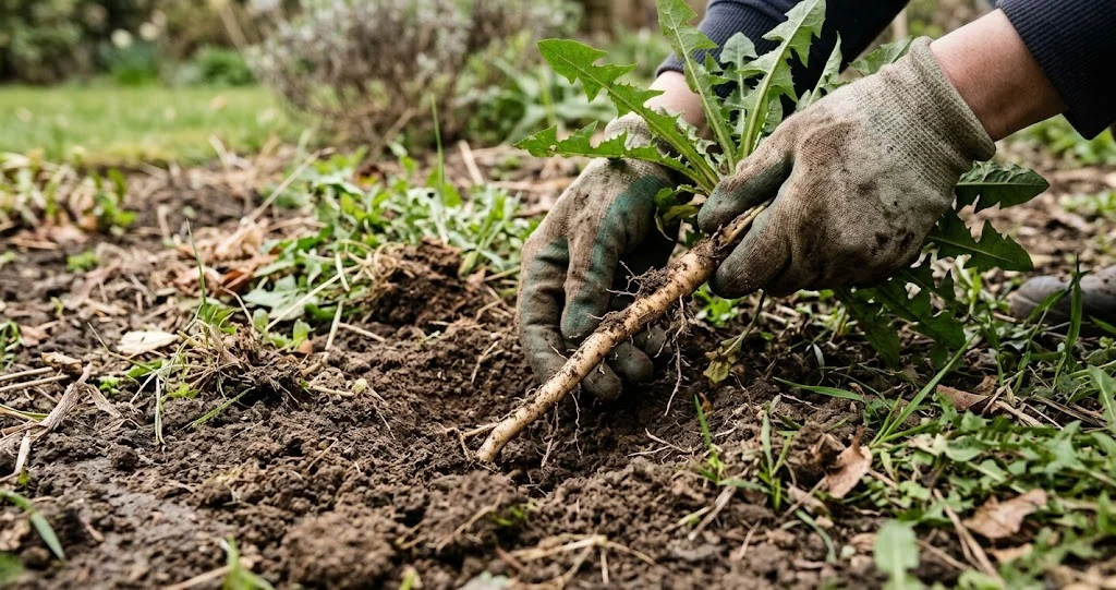 vinaigre désherbant mauvaises herbes efficacité sur jeune plante et repousse depuis une racine profonde