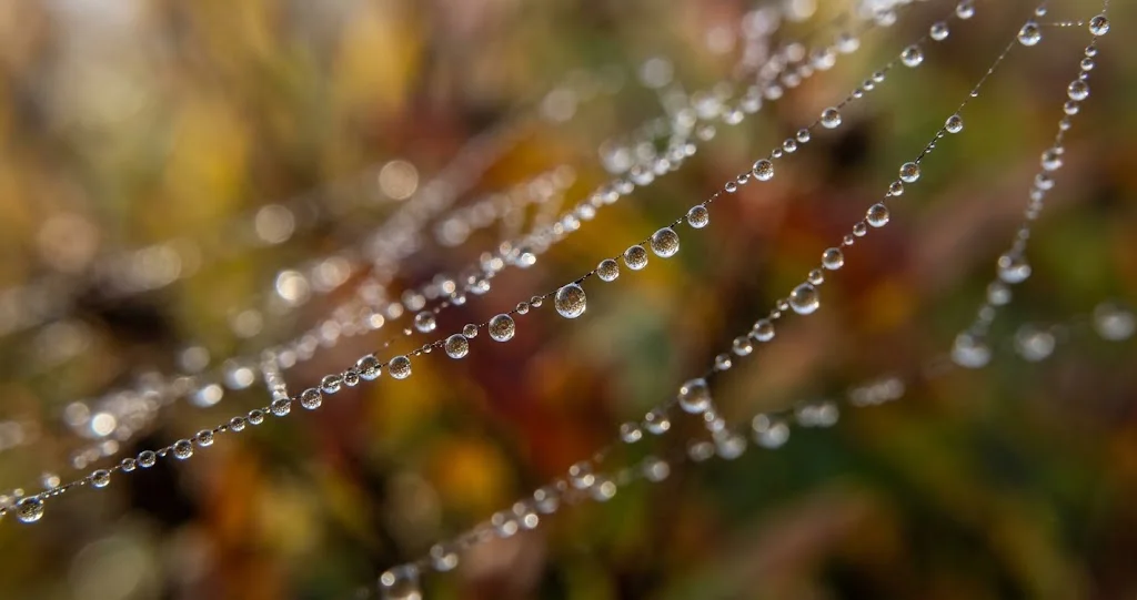 toiles araignées visibles octobre rosée sur une toile orbiculaire dans un jardin
