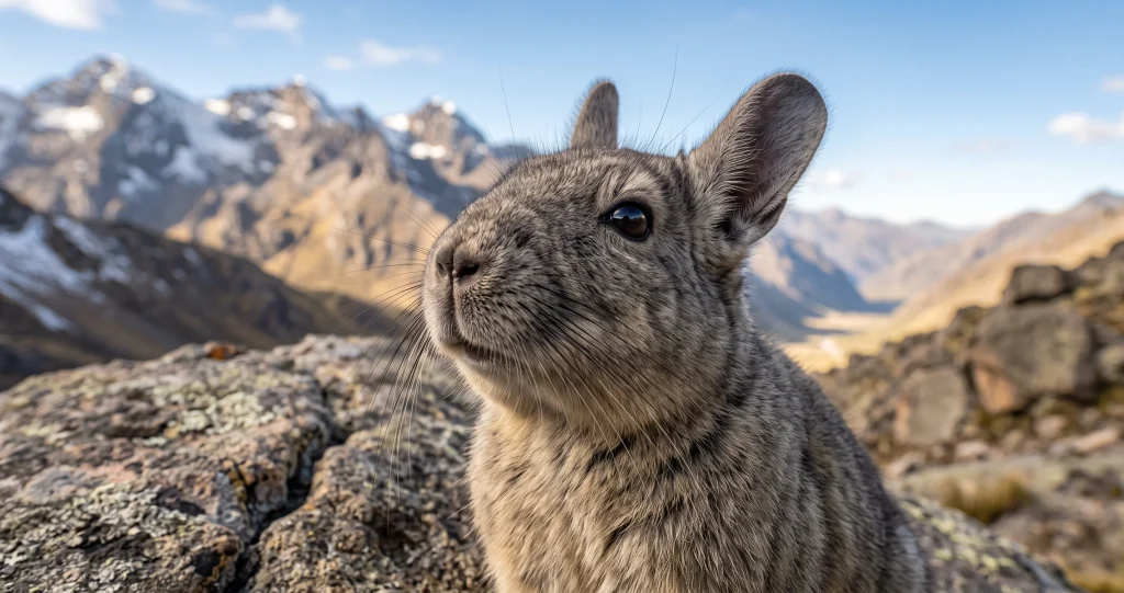 viscache rongeur chinchilla sur des rochers dans les Andes 