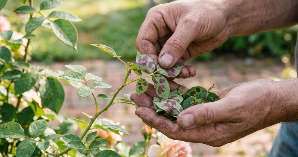 rosiers octobre nettoyage taille légère avec suppression des feuilles malades
