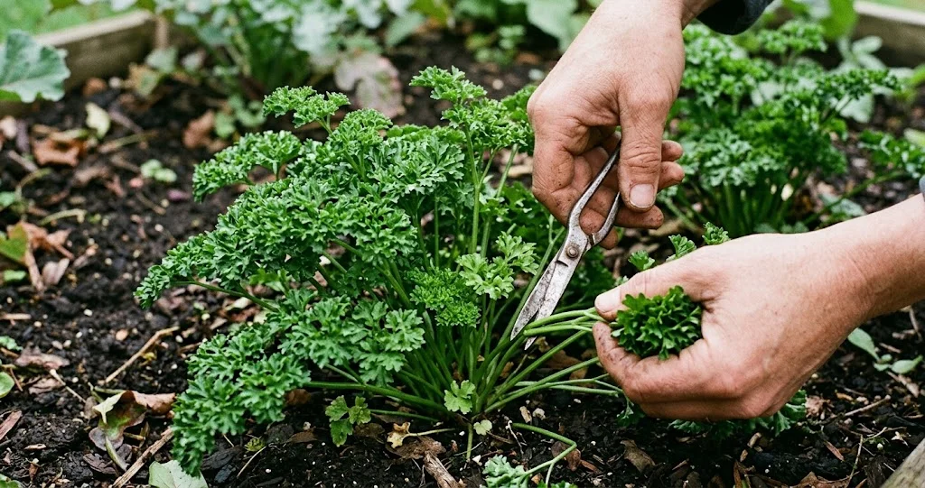 persil hiver protéger gel avec voile d’hivernage au potager