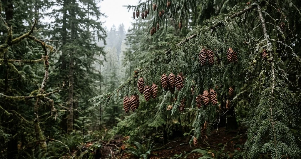 bec-croisé des sapins bec cônes avec mâle rouge, femelle jaune verdâtre et mandibules croisées