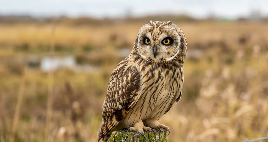 hibou des marais chasse diurne volant à faible hauteur au-dessus des herbes