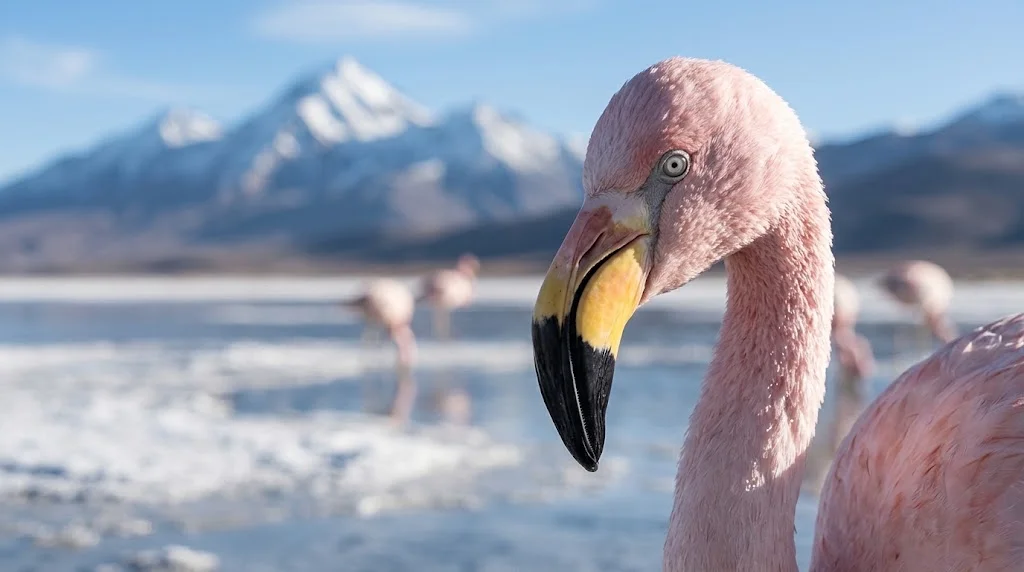 flamant des Andes haute altitude dans une lagune saline de l’Altiplano