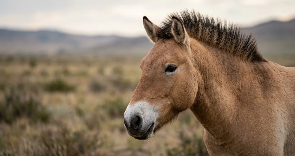 cheval de Przewalski réintroduction avec troupeau de chevaux sauvages dans les steppes de Mongolie