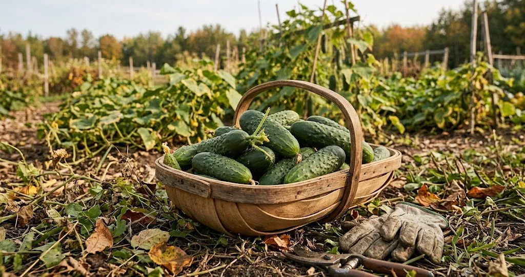 récolter derniers concombres octobre avant les nuits fraîches dans un potager