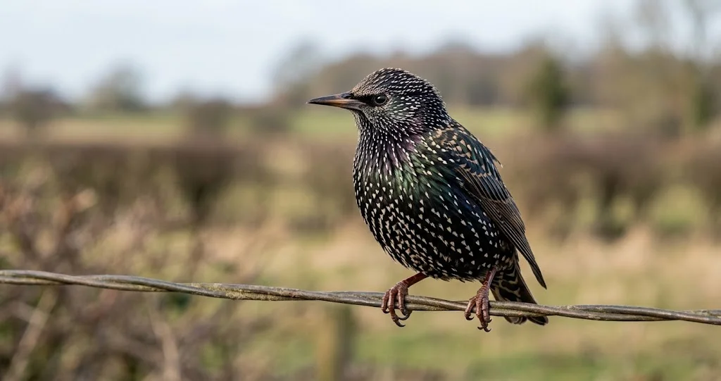 étourneau sansonnet murmuration dortoir avec plumage hivernal moucheté